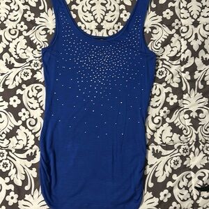Rue21 royal blue racer back tank top with rhinestones sparkle bling size small